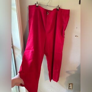 NWT Cherry Red Trousers Linen | 22